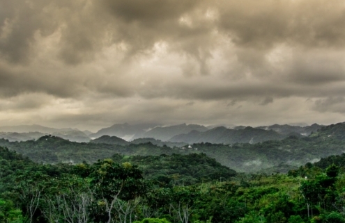 storm clouds over mountains